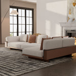 Load image into Gallery viewer, 110" Modern 4-Seater Leather Sofa Luxury Comfort with High-Density Foam Solid Wood Frame & Brushed Stainless-Steel Accents