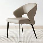 Load image into Gallery viewer, 2PCS Modern Curved Upholstered Dining Chair Leather Accent Armchair with Black Metal Legs