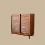 Load image into Gallery viewer, 39.3'' Modern Wooden Louvered Door Shoe Cabinet Large Capacity Hidden Shoe Storage