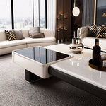 Load image into Gallery viewer, Modern Luxury Coffee Table with Marble Pattern Top and Black Accent Surface