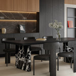 Load image into Gallery viewer, 54.6"/62.4" Modern Italian Dining Table Black Marble-Look Base & Minimalist Luxury Design