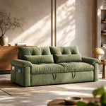 Load image into Gallery viewer, Modern Chenille Sofa Bed Convertible Couch with Storage Pockets