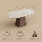 Load image into Gallery viewer, Oval Dining Table Solid Wood Walnut Veneer Base Scratch Resistant Sintered Stone Top Modern Stylish Design