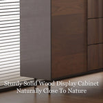 Load image into Gallery viewer, 62.9'' Modern Walnut Sideboard Fluted Wood Storage Cabinet with Metal Frame and Doors