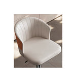 Load image into Gallery viewer, Modern Adjustable Swivel Bar Stool Cream Faux Leather Upholstered Counter Chair Stainless Steel Base 1 Piece