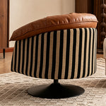 Load image into Gallery viewer, Modern Swivel Lounge Chair Faux Leather Accent Chair with Sculptural Cushion Design