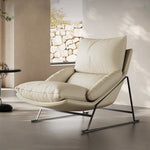 Load image into Gallery viewer, Modern Cream Lounge Chair with Pillow Cushion Metal Frame Accent Chair