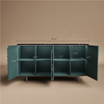 Load image into Gallery viewer, 62.4" Modern Ripple Design Green Sideboard with Black Stone Top