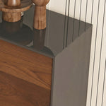 Load image into Gallery viewer, 62.9'' Modern Walnut Sideboard Fluted Wood Storage Cabinet with Metal Frame and Doors