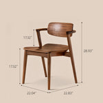 Load image into Gallery viewer, Mid-Century Solid Wood Dining Chair with Curved Armrests 1 Piece