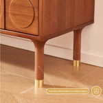 Load image into Gallery viewer, 78" Retro TV Stand Carved Geometric Pattern Solid Wood Cabinet Brass-Tipped Legs