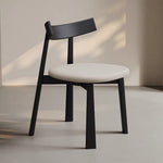 Load image into Gallery viewer, Modern Minimalist Dining Chair Solid Wood Frame with Curved Backrest & Soft Faux Leather Seat