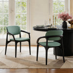 Load image into Gallery viewer, Modern Solid Wood Dining Chair with Green Upholstered Seat and Back 1 Piece