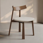 Load image into Gallery viewer, Modern Minimalist Dining Chair Solid Wood Frame with Curved Backrest & Soft Faux Leather Seat