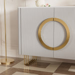 Load image into Gallery viewer, 62.4" Sleek Modern White and Gold Buffet Cabinet with Circular Accents