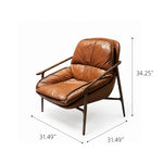 Load image into Gallery viewer, Vintage Leather Lounge Chair Mid Century Accent Chair with Wrought Iron Fram