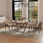 Load image into Gallery viewer, 58"-81" Extendable Dining Table with Modern Patterned Stone Top