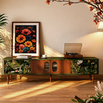 Load image into Gallery viewer, 82.6" Jungle Print Mid Century Wood TV Stand