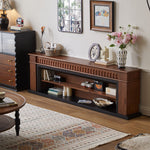 Load image into Gallery viewer, Modern Walnut TV Stand with Fluted Detail and Open Storage Shelf