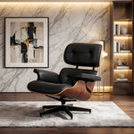 Load image into Gallery viewer, Mid Century Modern Lounge Chair Faux Leather Upholstery Walnut Wood Veneer Recliner Armchair