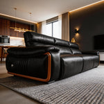 Load image into Gallery viewer, 123.2'' Modern Power Reclining Leather Sofa Remote Control Adjustable Deep Seat Lounge Couch