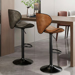 Load image into Gallery viewer, Modern Adjustable Swivel Bar Stool Brown Faux Leather Seat Black Metal Base Counter Height Bar Chair 1 Piece