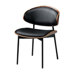 Load image into Gallery viewer, 2PCS Mid Century Dining Chair Curved Back Leather Seat Wood Edge Metal Legs