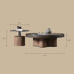 Load image into Gallery viewer, Modern Round Coffee Table Set with Sculptural Base & Glass Accent Side Table Luxury Contemporary Living Room Furniture