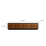 Load image into Gallery viewer, 86.6'' Modern Walnut Low Profile TV Stand with Drawers Mid Century Media Console