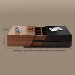 Load image into Gallery viewer, Modern Walnut & Black Extendable Coffee Table Expandable Design with Large-Capacity Storage