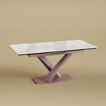 Load image into Gallery viewer, 59" to 70.8" Elegant Extendable Dining Table with Sculptural Cross-Base