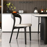 Load image into Gallery viewer, Modern Minimalist Dining Chair Faux Leather Seat Solid Wood Frame Black and Beige Accent Chair 1 Piece