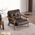 Load image into Gallery viewer, Mid Century Modern Faux Leather Lounge Chair Solid Wood Frame Accent Chair Deep Seat Leisure Armchair