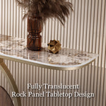 Load image into Gallery viewer, Modern Sintered Stone Entryway Console Table with Gold Metal Artistic Base