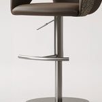 Load image into Gallery viewer, Modern Adjustable Swivel Bar Stool Faux Leather Seat Woven Back Counter Height Bar Chair with Metal Base 1 Piece