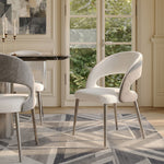 Load image into Gallery viewer, Modern Cream Dining Chair with Curved Open Back and Metal Legs 1 Piece