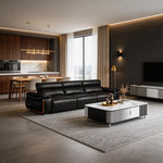Load image into Gallery viewer, 123.2'' Modern Power Reclining Leather Sofa Remote Control Adjustable Deep Seat Lounge Couch