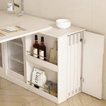 Load image into Gallery viewer, Multi-Functional Dining Table Rotating & Foldable Sideboard Sintered Stone Top Storage Cabinet with Fluted Glass Doors