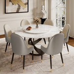 Load image into Gallery viewer, Round Dining Table Lazy Susan Marble Effect X Metal Base Perfect for 4-6 People