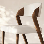 Load image into Gallery viewer, Modern Minimalist Dining Chair Set of 2 Elegant Cream Upholstery & Sculpted Wood Frame
