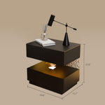 Load image into Gallery viewer, Contemporary Black Nightstand with Scratch-Resistant Leather & Motion Sensor Lighting