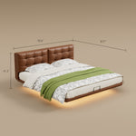 Load image into Gallery viewer, Modern Floating Bed with LED Lighting & Upholstered Headboard
