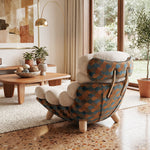 Load image into Gallery viewer, Modern Sculptural Lounge Chair with Plush Cushion and Solid Wood Legs