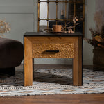 Load image into Gallery viewer, Modern Solid Wood Nightstand Textured Drawer Front Bedside Table with Open Shelf Minimalist Storage Side Table