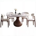 Load image into Gallery viewer, Round Dining Table Wooden Base and Ceramic Stone Top Modern Aesthetic