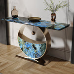 Load image into Gallery viewer, Luxurious Blue & Gold Console Table with Elegant Circular Base