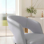 Load image into Gallery viewer, Modern Hollow Back Grey Faux Leather Padded Seat Contemporary Dining Chair 1 Piece