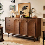 Load image into Gallery viewer, 47.2''/62.9'' Modern Solid Wood Sideboard Cabinet Storage Buffet with Drawers & Arched Door Design