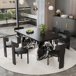 Load image into Gallery viewer, Modern Black Dining × Gray & Gold Sideboard Minimalist Luxury Dining Room Bundle