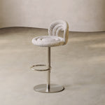 Load image into Gallery viewer, 1 Piece Modern Boucle Adjustable Bar Stool with Sculptural Backrest and Stainless Steel Base